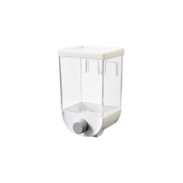 Imagem de Dispenser Organizador de Parede 1000ml, Transparente com Branco, Plástico, Dosador Frontal, 19x10x12cm, Multiuso para Cozinha