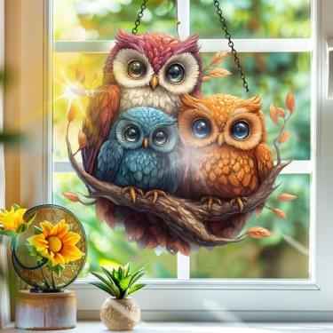 Imagem de Apanhador de sol de acrílico colorido, decoração de janela suspensa de águia para apanhadores de sol, arte de parede de arco-íris, para varanda, interior e exterior, jardim, enfeites de Natal