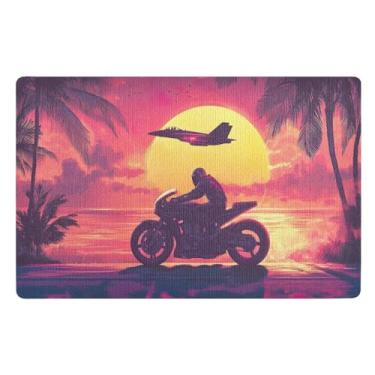 Imagem de Tapetes de boas-vindas Rider Palm Trees para porta da frente, tapete de cachorro para patas enlameadas, sapatos resistentes à sujeira, capacho de 81 x 50 cm