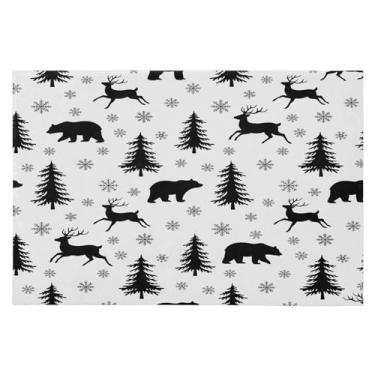 Imagem de Wassud Tapete de porta de veados e ursos 61 x 89 cm, tapete de área lavável antiderrapante com suporte de borracha, tapete macio e macio para sala de estar, quarto, entrada, entrada