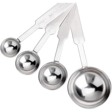 Imagem de Conjunto de 4 colheres medidoras de aço inoxidável - colher de sopa e colher de chá para ingredientes secos/líquidos - Assar e cozinhar