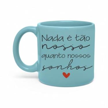 Imagem de Caneca de Porcelana Turquesa com Frase Motivacional, 360ml, 9cm x 8.5cm, Apta para Micro-ondas e Lava-louças