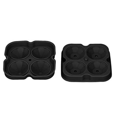 Imagem de Bandeja de silicone para cubos de gelo, 4 grades, molde preto de liberação fácil para bebidas, coquetéis e fabricação de gelo de cozinha
