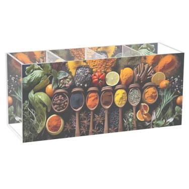 Imagem de TSENQUE Porta-lápis para mesa, várias especiarias, estampado, acrílico, suporte para canetas, artesanato, decoração de escritório