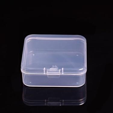 Imagem de Meniala Mini caixa de recipientes de armazenamento, organizador quadrado de plástico transparente com tampa articulada, 6 x 6 cm para contas, peças de jogos, artesanato e pequenos itens