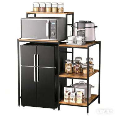 Imagem de Dollate Mini suporte de geladeira com prateleiras de armazenamento de micro-ondas, prateleira de armazenamento ajustável para quarto, cozinha, sala de estar