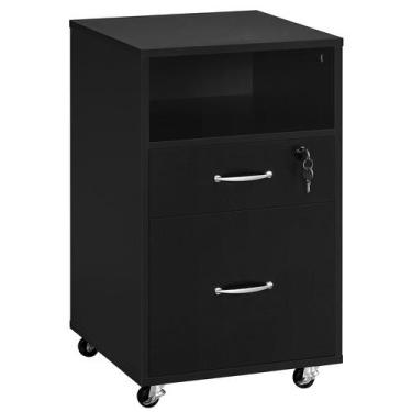 Imagem de Armário de arquivos Yaheetech Under Desk com 2 gavetas e rodas pretas
