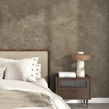 Imagem de EPPKILY Papel de parede de concreto marrom descasque e cole bancadas papel de contato de concreto marrom papel de parede texturizado autoadesivo à prova d'água para quarto banheiro decoração de parede