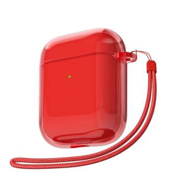 Imagem de Svanove Capa transparente para AirPods com alça, linda capa de plástico rígido transparente para AirPods 1ª 2ª geração com corda, capas protetoras femininas Y2K TPU à prova de choque para mulheres e