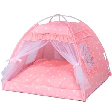 Imagem de EGWQE3D Casa de barraca interna Cat Princess – Casa de cachorro com tela de renda respirável respirável para porta de janela removível portátil para cama de ninho de caverna, coelhinho e cachorrinho