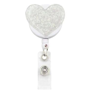 Imagem de Kryoflare Porta-crachá de coração, clipes retráteis para cartão de identificação, crachás de identificação e suprimentos para enfermeiras, estudantes, trabalhadores (prata)