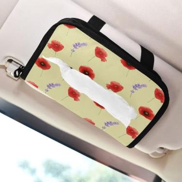 Imagem de SEHANY Porta-lenços de papel de carro floral fofo colorido, caixa de lenços para carro, viseira solar, porta-guardanapos retangular, dispensador de máscara de carro, caixa de lenços para veículos
