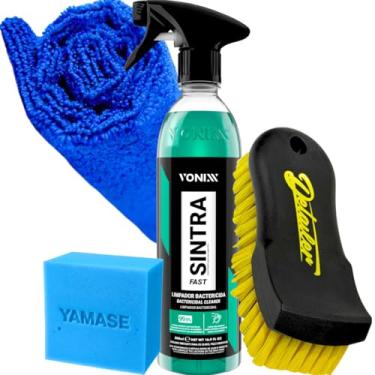 Imagem de Kit Limpeza Completa Interna Sintra Fast Escova Macia Detailer Pano Microfibra Espuma Yamase