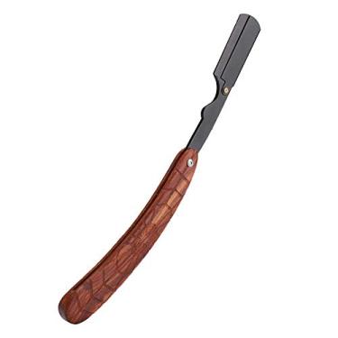 Imagem de Yinhing Suporte Clássico para Barbeador de Barba Manual, Ferramenta de Limpeza Facial Dobrável e Antiquada Com Lâminas Substituíveis, Cabo de Madeira para Homens, Viagens, Uso (Porta-faca de