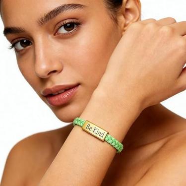 Imagem de Be Kind Pulseiras Acessórios para Mulheres Moda Punho Joias Exclusivas Design de Corda Moda Presentes de Amizade para Mulheres Dia dos Namorados, Medium, Latão, Sem Pedra Preciosa