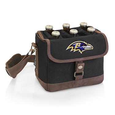 Imagem de PICNIC TIME Carrinho de cerveja NFL Baltimore Ravens - Bolsa térmica de cerveja com abridor - Pacote com 6 refrigeradores - Presentes para amantes de cerveja