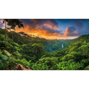 Imagem de Pôr do sol montanha vale aquário fundo floresta tropical floresta tropical cachoeira fundo de tanque de peixes floresta floresta floresta paisagem natural réptil tanque de fundo papel de parede 122 x