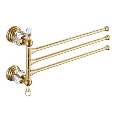 Imagem de LNGCLTEZ Toalheiro cabide para toalha barra de toalha de aço inoxidável cristal 180 toalheiro montado na parede suporte de toalha giratório acessórios de banheiro toalheiros para banheiro, 3 braços