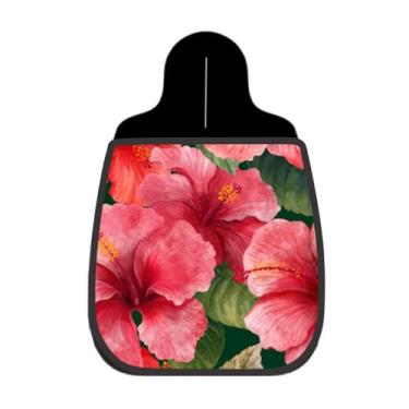 Imagem de Lixeira De Carro Organizador Lixinhocar Hibiscos Vermelhos e Folhas