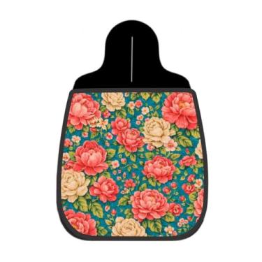 Imagem de Lixeira De Carro Organizador Lixinhocar Peônia Floral Fundo Turquesa