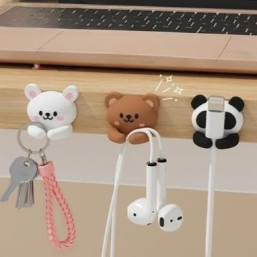 Imagem de 3 peças, clipes de cabo de silicone – organizadores de fios adesivos para mesa, suportes de cabos para carregador, mouse e fones de ouvido