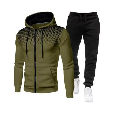 Imagem de Conjunto De Moda Casual Masculina Com Estampa, Moletom Com Zíper E Cap