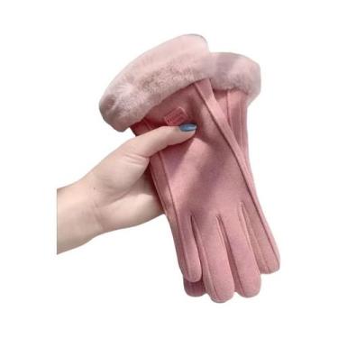 Imagem de Luvas Femininas De Inverno Em Cashmere E Camurça Para Ciclismo, Dupla 