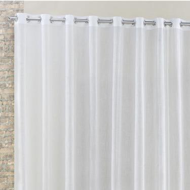 Imagem de Cortina Rubi 4,00m x 2,60m Branca Tecido Voal Linho Detalhada Sala Quarto Leve