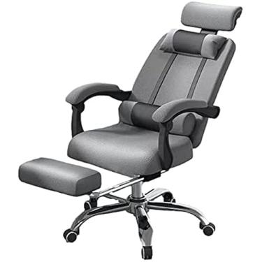 Imagem de Cadeira de mesa ergonômica com função reclinável, apoio para os pés e rodas - Cadeira de escritório multifuncional confortável para uso em escritório doméstico