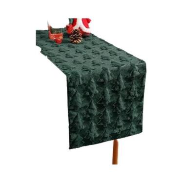 Imagem de Caminho De Mesa Verde 3D Para Árvore De Natal, Com Lantejoulas Espessa