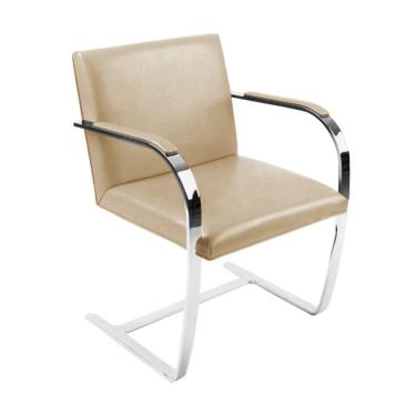 Imagem de Cadeira Brno Couro Natural Bege Barra Chata Cromada