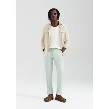 Imagem de Calça Masculina Reta Em Linho - Hering, 040, Verde