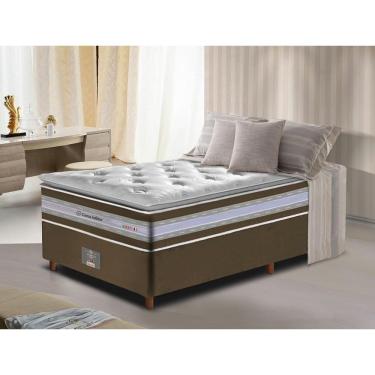 Imagem de Conjunto Cama Box Solteiro De Molas Ensacadas D33 Com Pillow Top Cama Inbox Select 88x188x71 Café