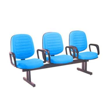 Imagem de Cadeira Em Longarina Com 03 Lugares Linha Blenda Azul