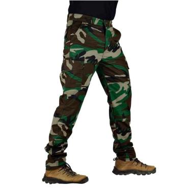 Imagem de Calça Tática Safo Militar Cargo 6 Bolsos Rip Stop Woodland-Masculino