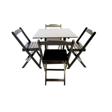Imagem de Conjunto Mesa Dobrável 70X70 Com 4 Cadeiras Preta