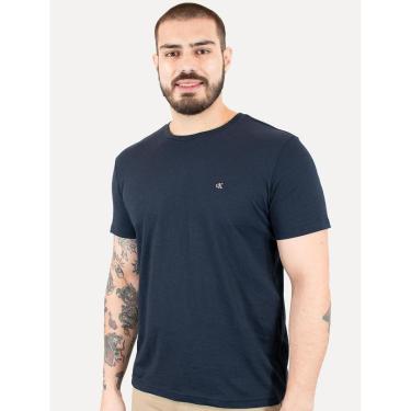 Imagem de Camiseta Calvin Klein Jeans Masculina CK Bordado Peito Azul Marinho-Masculino