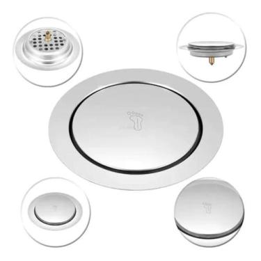 Imagem de Ralo Inteligente 10x 10 Click Redondo Banheiro Inox 10cm - PeP Magalu