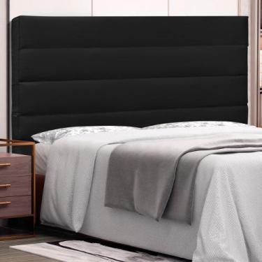 Imagem de Cabeceira Estofada Cama Box Casal La Italian 140cm Corano Preto - Abma