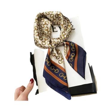 Imagem de Lenço Hijab Quadrado De Seda Com Estampa De Leopardo Para Mulheres, Es