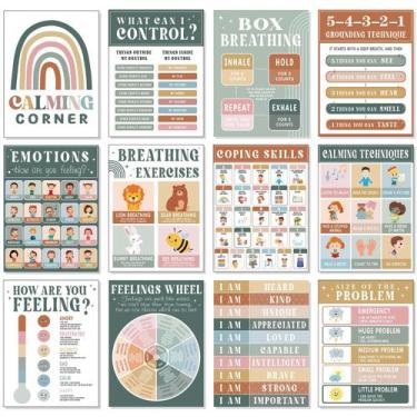 Imagem de Pôsteres de sala de aula Chiisong Modern Boho Calming Corner x12