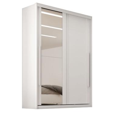 Imagem de Guarda Roupa Casal Ravena 2 Portas de Correr 3 Gavetas 100% MDF com Espelho Branco Zanzini Móveis
