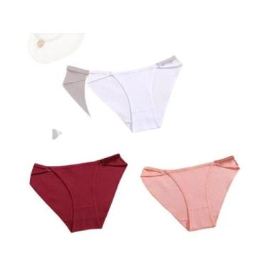 Imagem de Calcinhas De Algodão Listradas Femininas 3PCS Lingerie Sexy Respirável