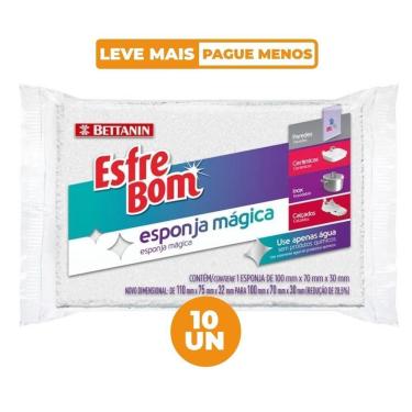 Imagem de Kit Esponja Mágica Esfrebom para Remover Rabiscos de Lápis de Cor em Paredes com 10 Uni...