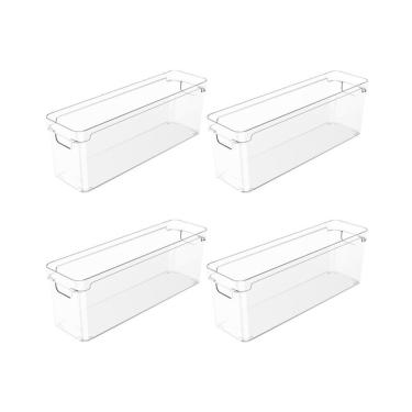 Imagem de Kit Organizadores de Armários Clear para Armazenamento em Poliestireno com Alças Empilh...