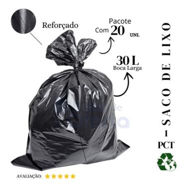 Imagem de Saco para Lixo 30 Litros Super Reforçado para Descarte Doméstico e Comercial Preto Higi...