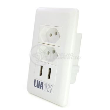Imagem de Tomada de Parede Luxo com 2 Portas USB 5V e Carregador Celular Bivolt sem Parafuso Exposto Branco Smart Bracelet