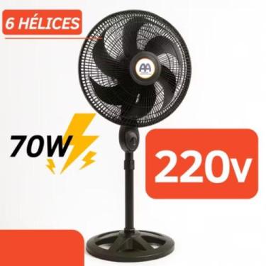 Imagem de Ventilador De Coluna Preto 40cm 70w Turbo 6 Pás ventilador de Pé 220V 