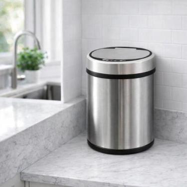 Imagem de Lixeira Inox Automática 8 Litros Sensor Banheiro Cozinha - Yeet