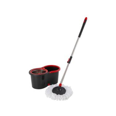 Imagem de Mop 13l Giratório PRO Aço Inox Powermaid Limpeza Casa, Preto e Vermelh